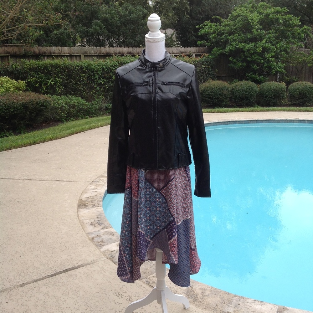 Lipstick Black Faux-Leather Jacket Women's